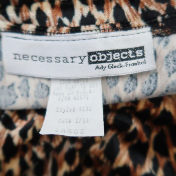 Vintage 90s Necessary Objects brown cheetah leopard velvet top L - Picture 5 of 6